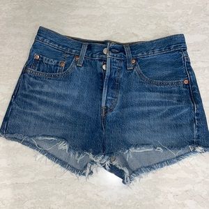Levi’s 501 original distressed cutoff denim shorts